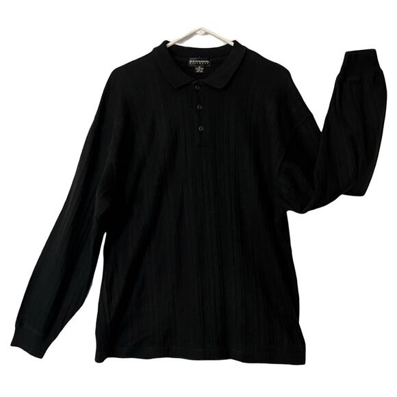 ReUnion Menswear Sweater Mens Size M Black Long Sleeve Pullover Collar Polo - Picture 1 of 8